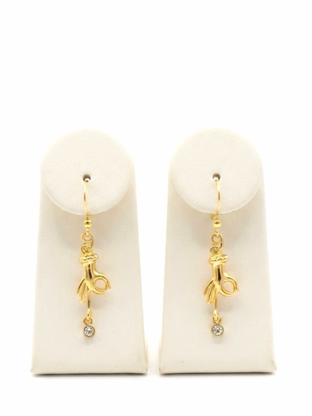 New Artisan Handmade OOAK 9k Gold Quartz Crystal Hand Boho Dangle Earrings